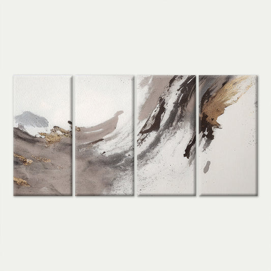 4pcs Abstract Black Fluid Ink Marble Texture Wall Art Canvas Framed 45x80cm - High Quality Print 100% Australian Made Wall Canvas Ready to Hang