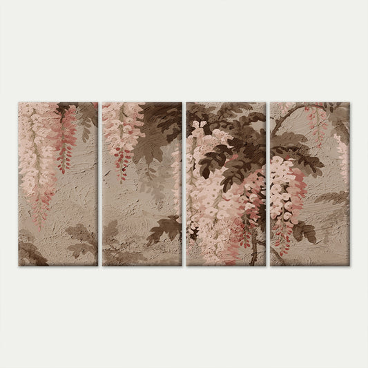 4pcs Botanical Country Cottage Garden Leaf Art Wall Art Canvas Framed 45x80cm - High Quality Print 100% Australian Made Wall Canvas Ready to Hang