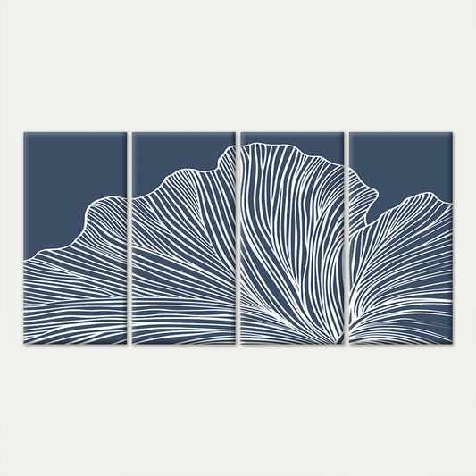4pcs Blue Ginkgo Leaf Abstract Line Art Print Wall Art Canvas Framed 45x80cm - High Quality Print 100% Australian Made Wall Canvas Ready to Hang