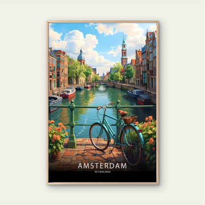 Amsterdam Netherlands Painting Travel Poster Print Wall Art