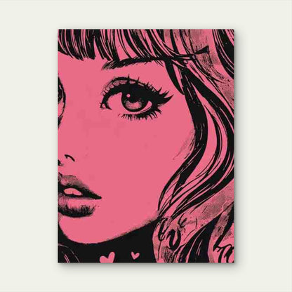 Stylish Retro Girl With Red Highlights 60x90cm Metal Print Ready to Hang - Bella Home Decor