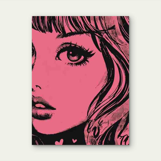 Stylish Retro Girl With Red Highlights 60x90cm Metal Print Ready to Hang