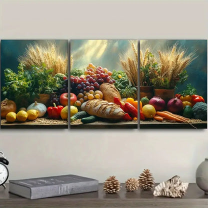 3pcs Lots Of Food Metal Print Ready to Hang Art