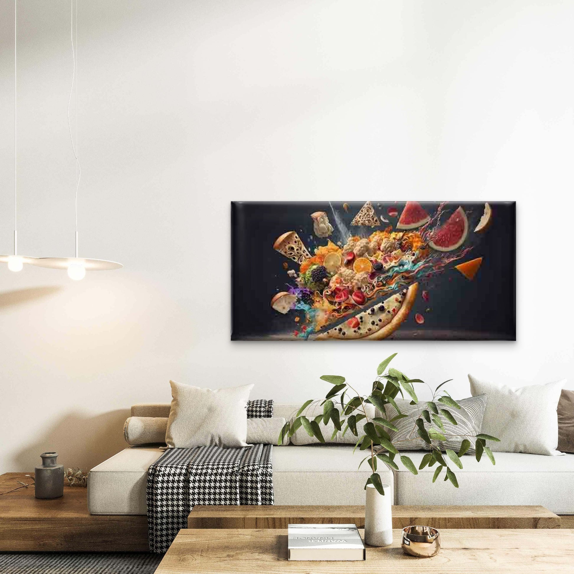 Abstract And Culinary Explosion Wall Art Canvas Office Home Room Framed 120x60cm - Bella Home Decor