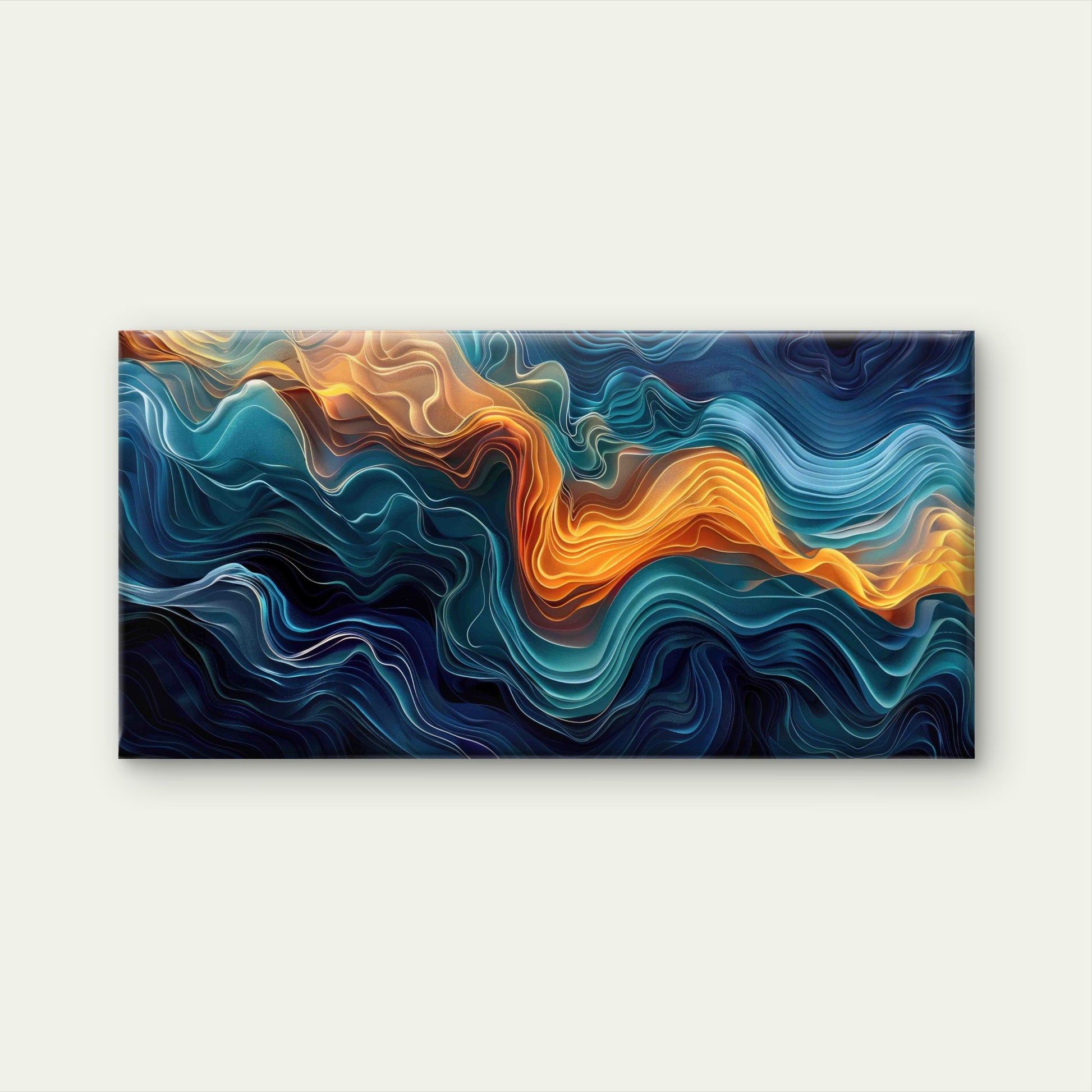 Abstract Painting Of Waves Wall Art Canvas Office Home Room Framed 120x60cm - Bella Home Decor
