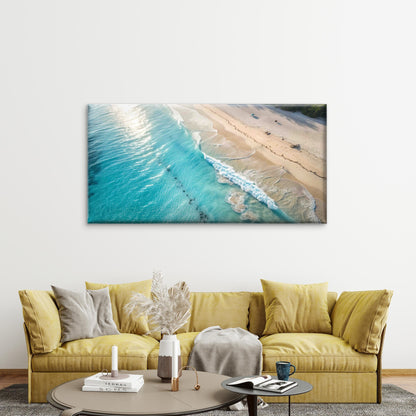 Abstract Ocean And Sandy Beach Wall Art Canvas Office Home Room Framed 120x60cm - Bella Home Decor