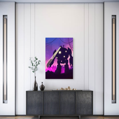 Robot and Human Friends Metal Print Ready to Hang