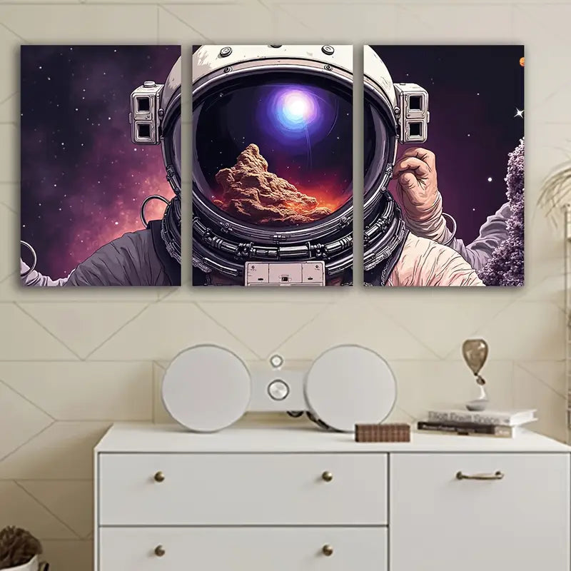 3pcs Astronaut Suits Futuristic Art Wall Art Set Canvas Framed 60x90cm - High Quality Print 100% Australian Made Wall Canvas Ready to Hang - Bella Home Decor