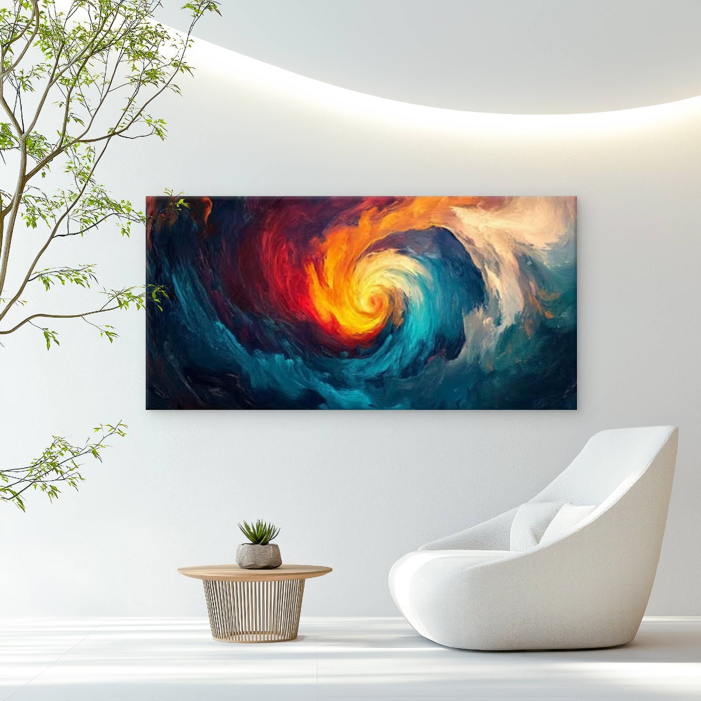 Blue, Orange, Red Abstract Wall Art Canvas Office Home Room Framed 120x60cm