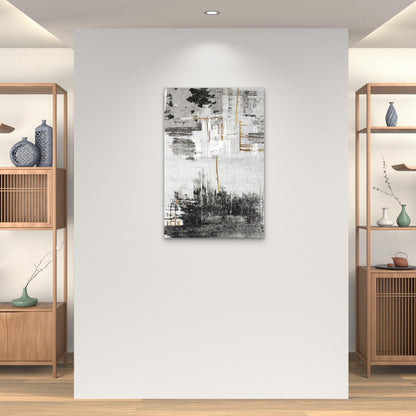 Grey Black Textured Gold Foil Abstract 40x60cm Metal Print Ready to Hang