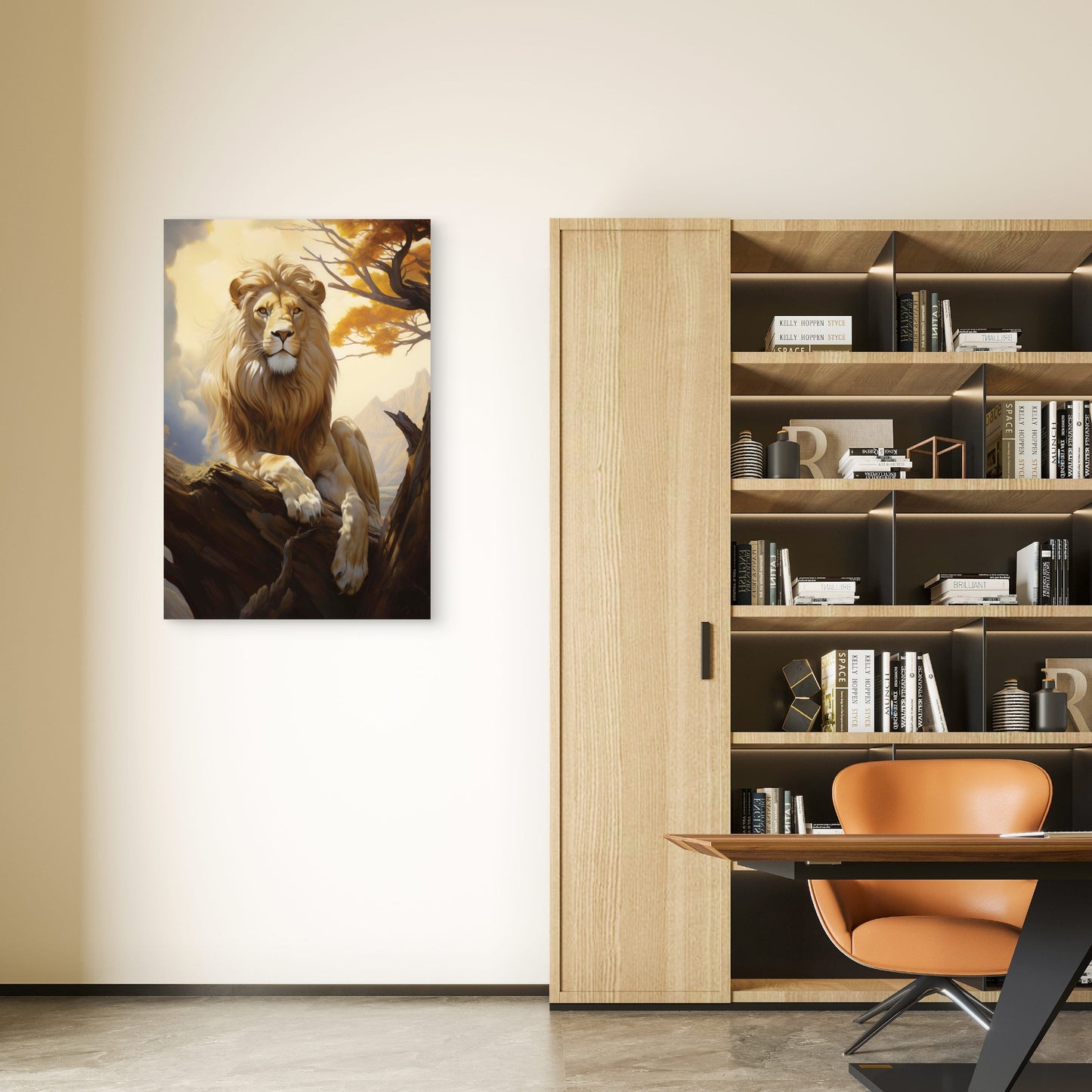 Majestic Golden Lion King Wildlife 40x60cm Metal Print Ready to Hang