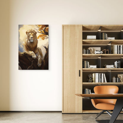 Majestic Golden Lion King Wildlife 40x60cm Metal Print Ready to Hang