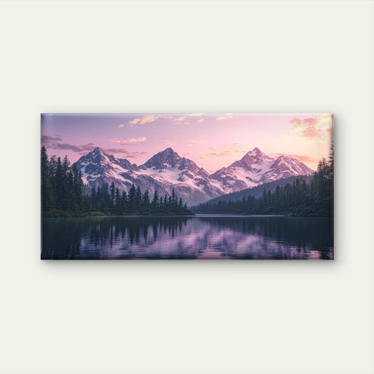 Mountain Lake at Sunset Wall Art Canvas Office Home Room Framed 120x60cm