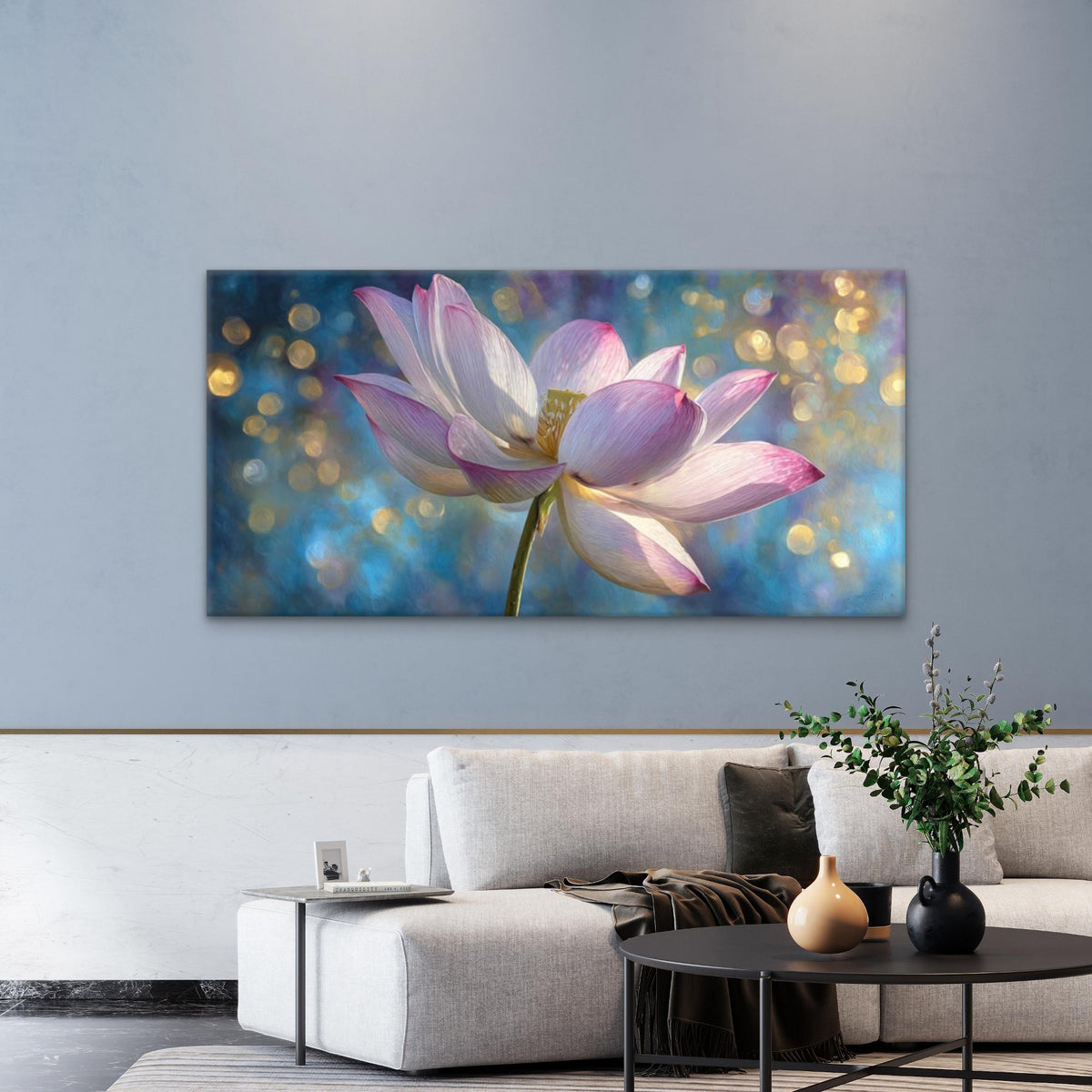White & Pink for Lotus Flower Wall Art Canvas Office Home Room Framed 120x60cm