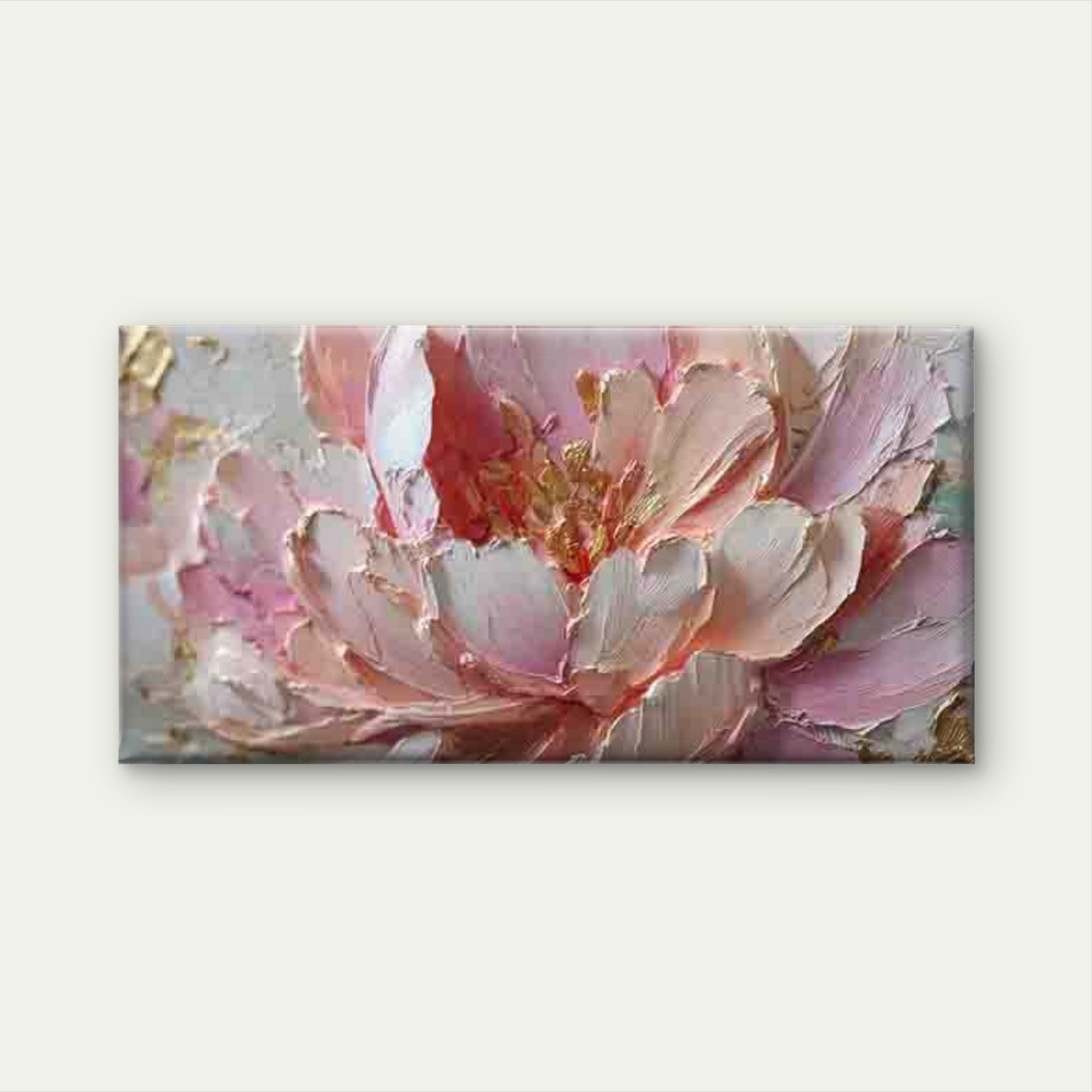 Soft Pink Peony Blossom Wall Art Canvas Office Home Room Framed 120x60cm - Bella Home Decor