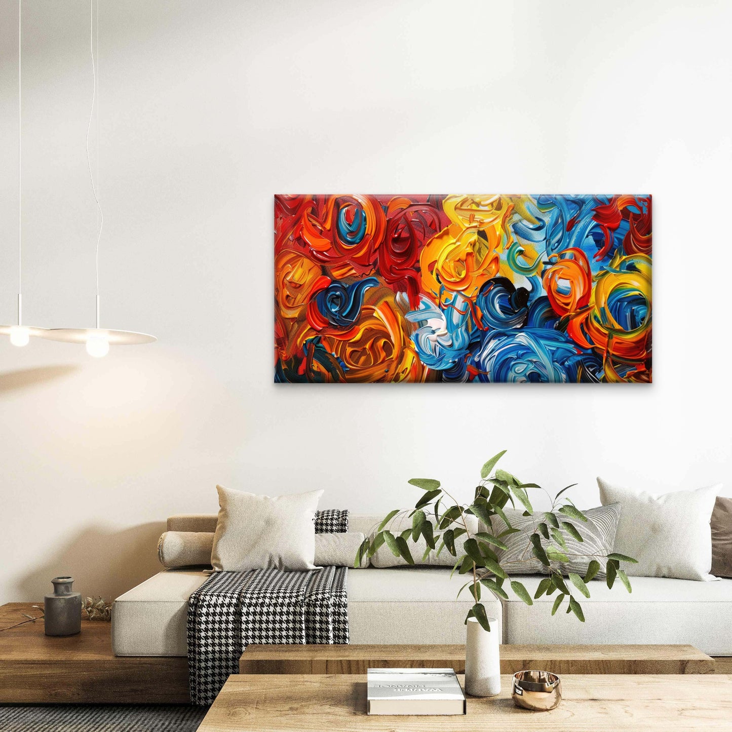 Vibrant Swirls Of Abstract Colo Wall Art Canvas Office Home Room Framed 120x60cm - Bella Home Decor