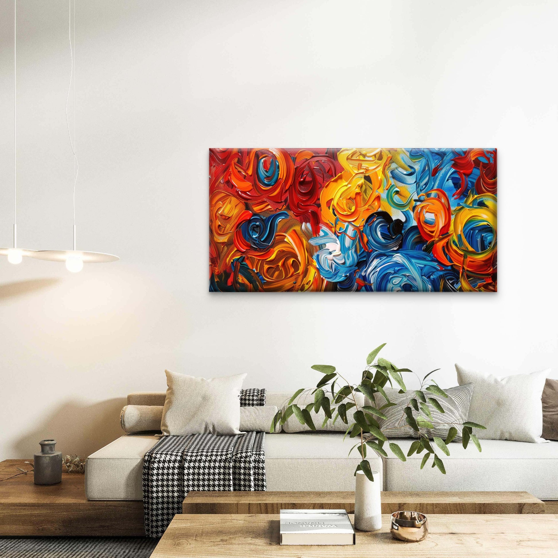 Vibrant Swirls Of Abstract Colo Wall Art Canvas Office Home Room Framed 120x60cm - Bella Home Decor
