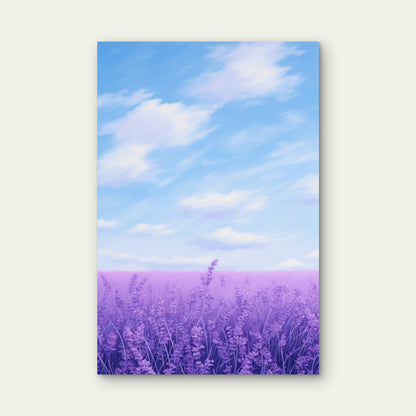 Purple Lavender Field Meadow Blue Sky 40x60cm Metal Print Ready to Hang