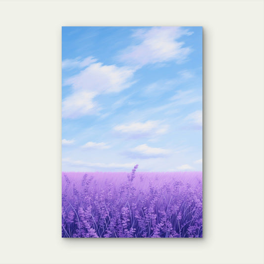 Purple Lavender Field Meadow Blue Sky 40x60cm Metal Print Ready to Hang