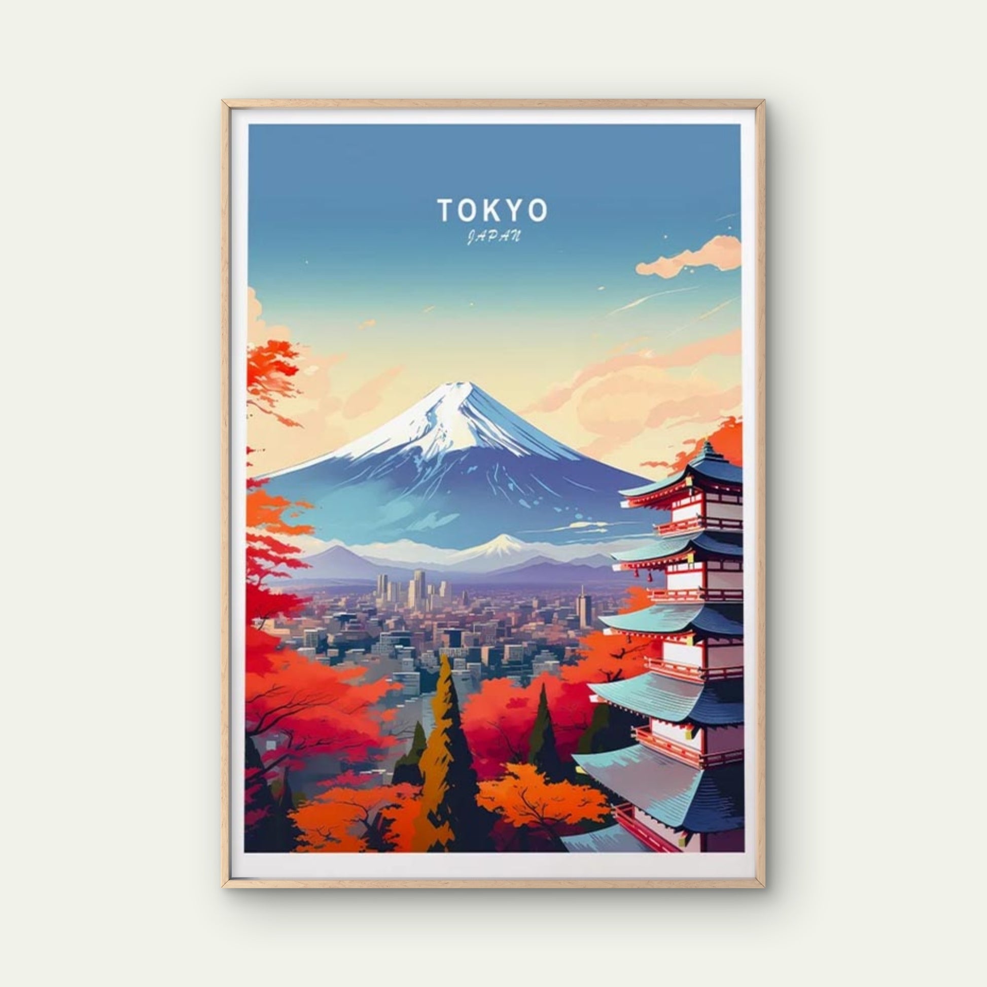 Tokyo Japan, Beautiful Mountains & Trees Travel Poster Print Wall Art - Bella Home Decor