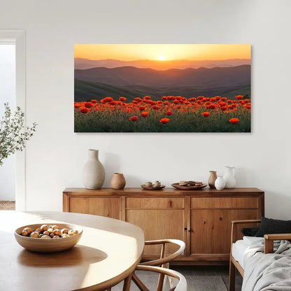 Nature Floral Panoramic Abstract Colorful Flowers Field Wall Art canvas office home room framed 120x60cm - Bella Home Decor