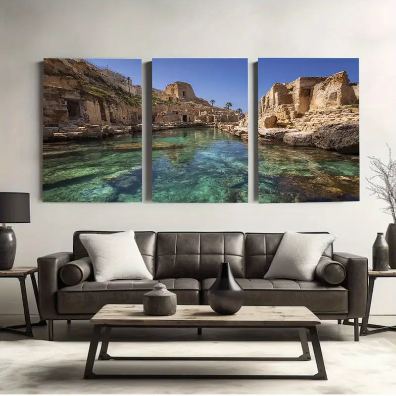 3pcs Three Sisters Harbor Ancient City Site Metal Print Ready to Hang Art