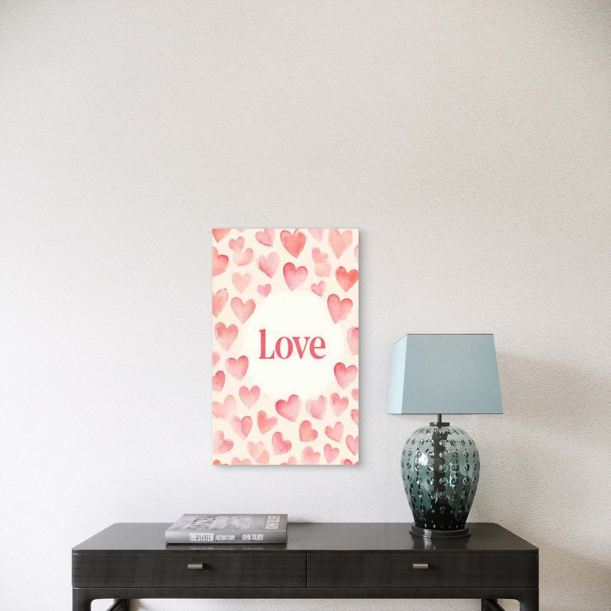 Pink Watercolor Heart Love Metal Print Ready to Hang