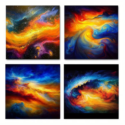 4pcs Vintage Abstract   Coloured sunset  CD  Wall Art Canvas Framed