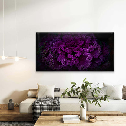 Deep Purple Ruffled Plant Wall Art Canvas Office Home Room Framed 120x60cm