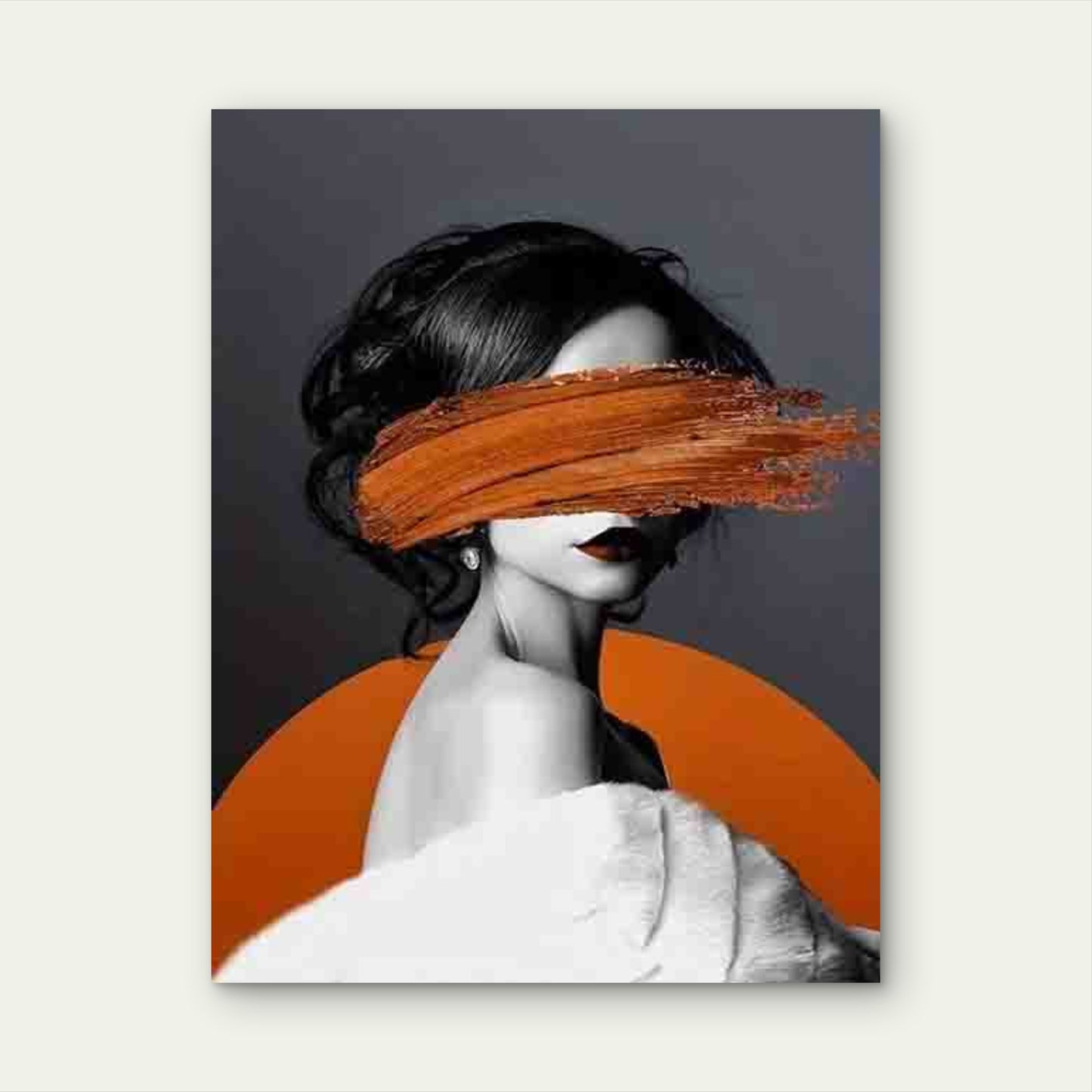 Black And White Figure on an Orange Background Metal Print Ready to Hang - Bella Home Decor