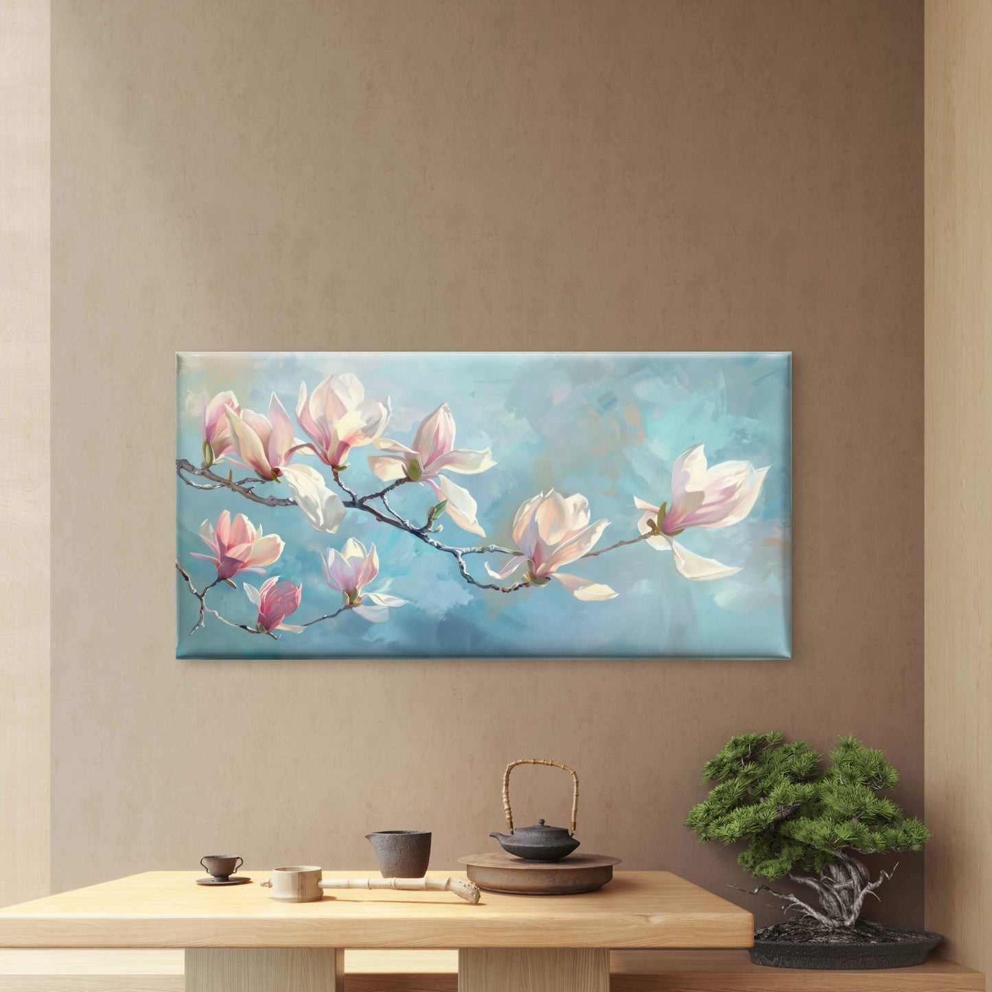 Spring Morning Floral Haze Wall Art Canvas Office Home Room Framed 120x60cm - Bella Home Decor