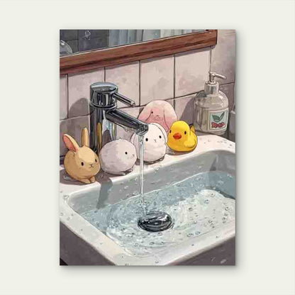 Wash Your Hands Cute Animal Design Metal Print Ready to Hang
