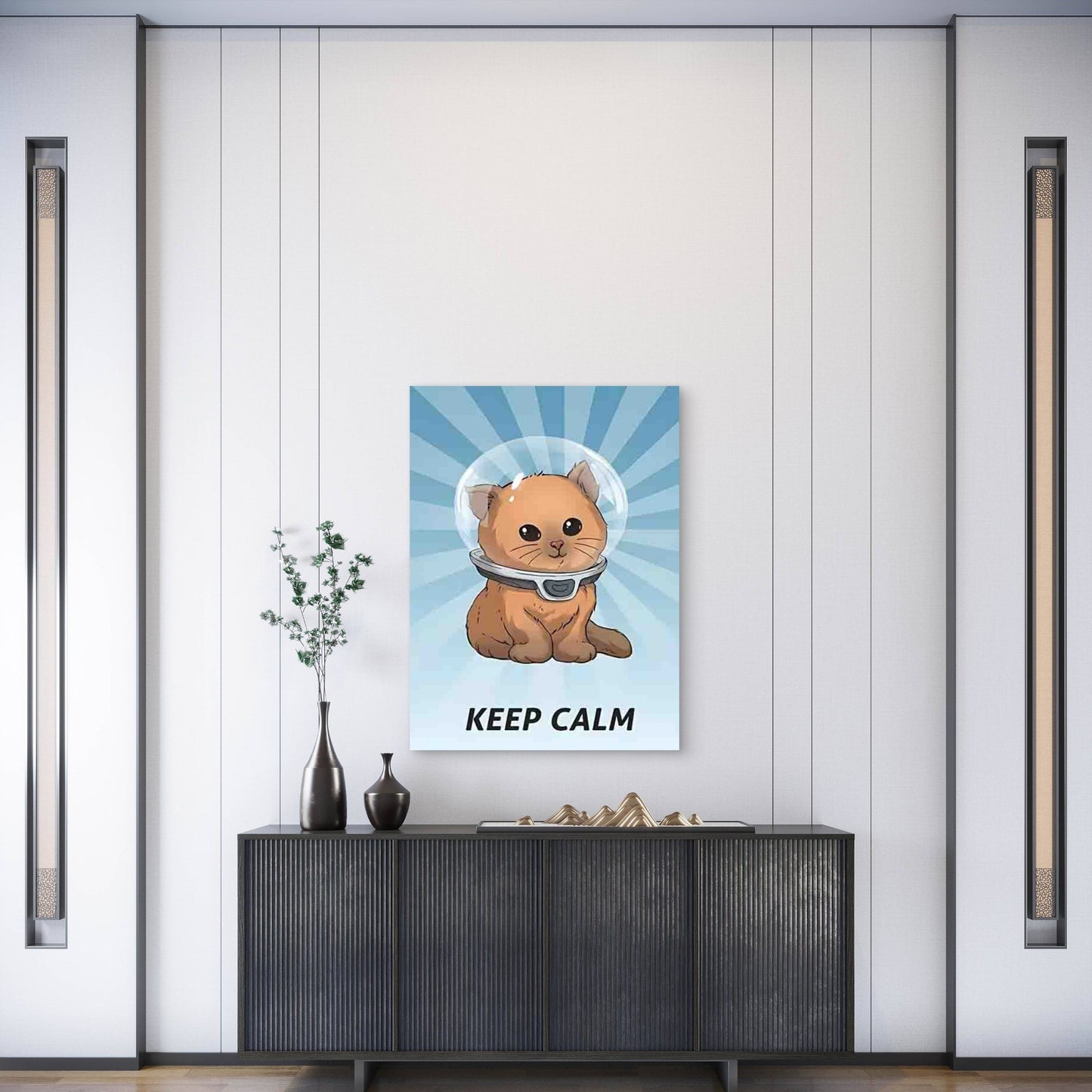 Keep Calm Cat in Space Metal Print Ready to Hang - Bella Home Decor