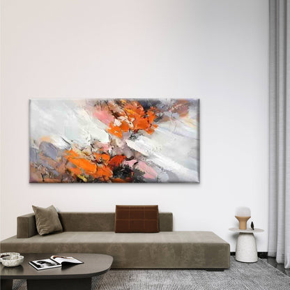 Abstract Orange & White Wall Art Canvas Office Home Room Framed 120x60cm