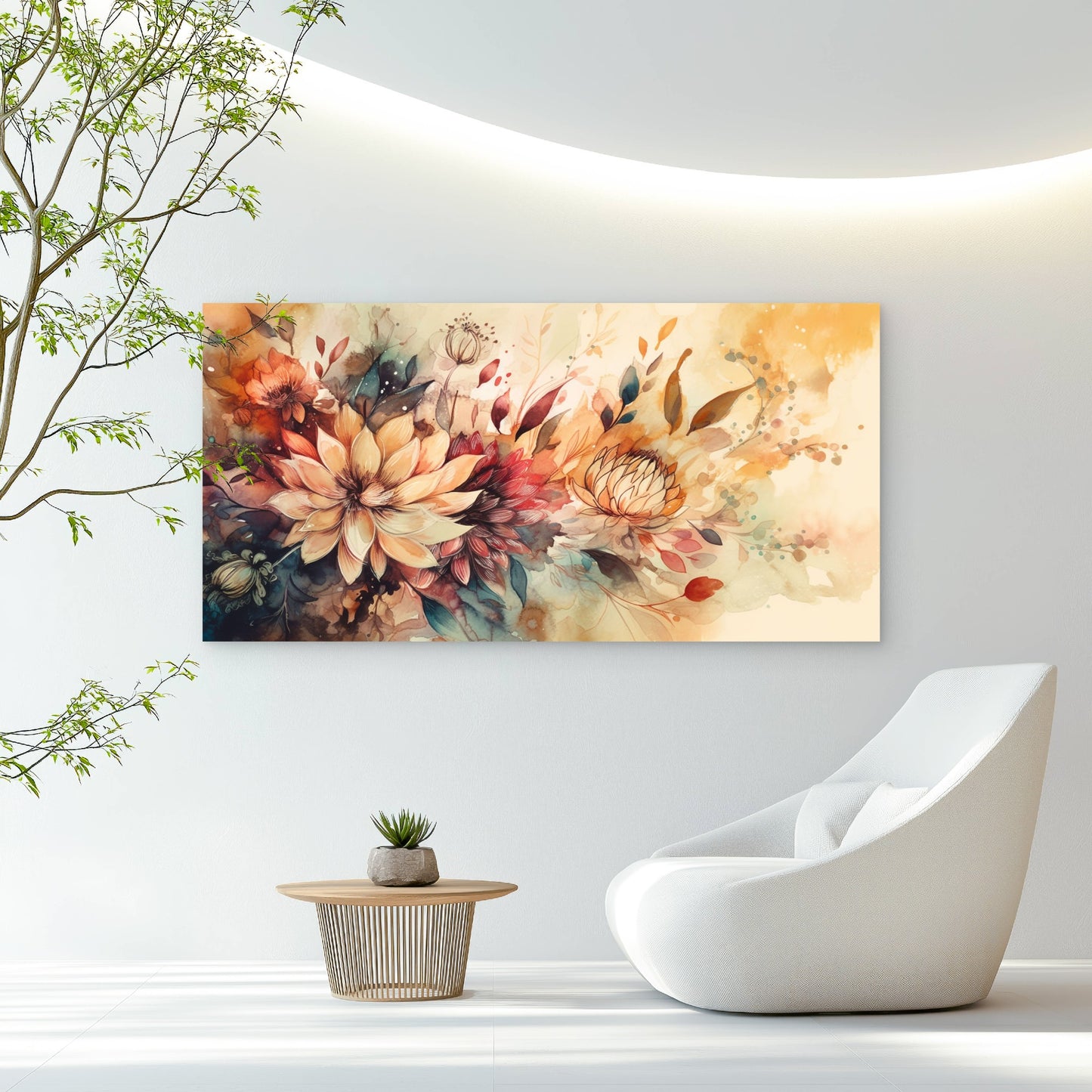 Elegant Botanical Bloom Paint Wall Art Canvas Office Home Room Framed 120x60cm
