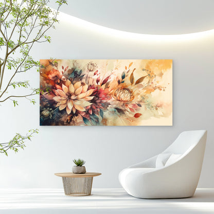 Elegant Botanical Bloom Paint Wall Art Canvas Office Home Room Framed 120x60cm