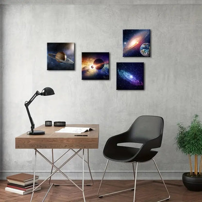 4pcs Space and Astronomy Wall Art Canvas Framed
