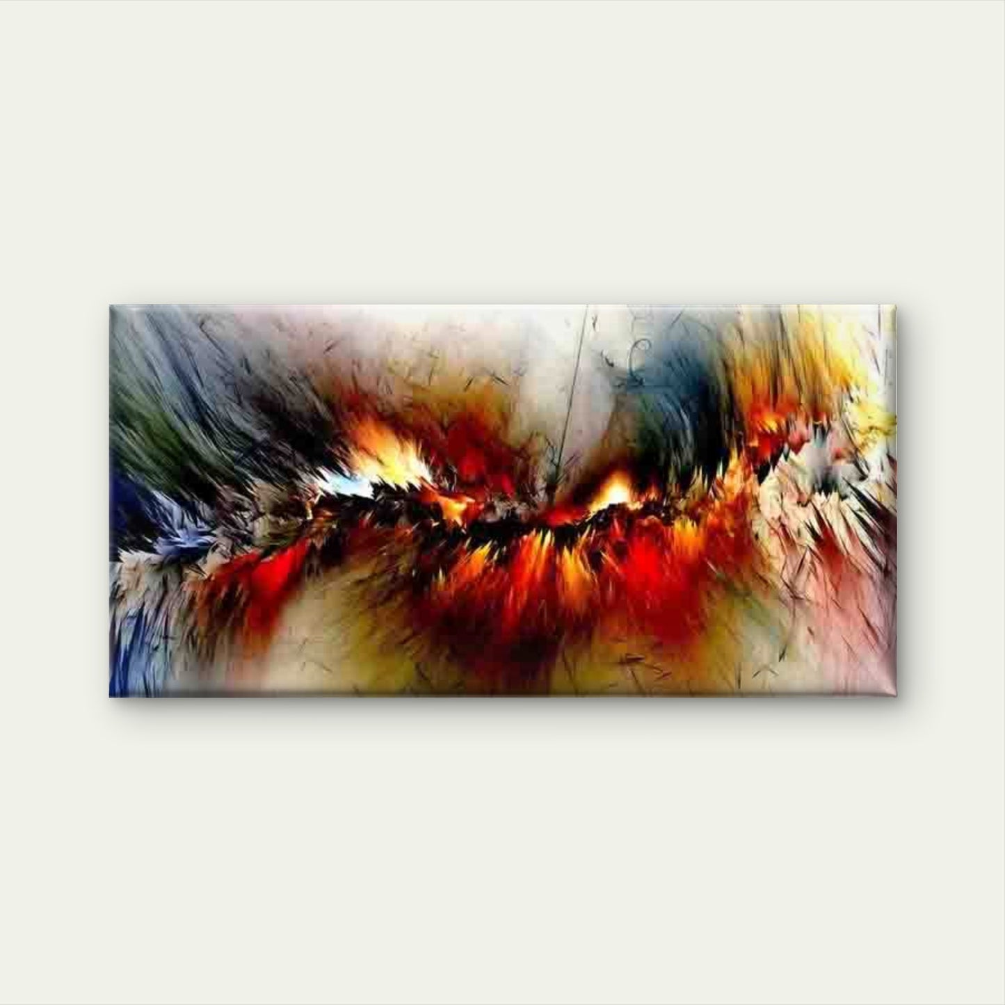 Modern Abstract Flame Wall Art Canvas Office Home Room Framed 120x60cm - Bella Home Decor