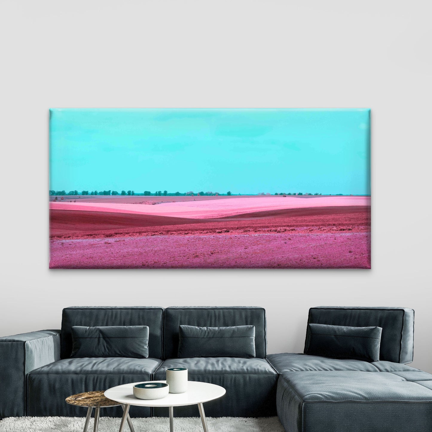 Vibrant Pink Hills Wall Art Canvas Office Home Room Framed 120x60cm