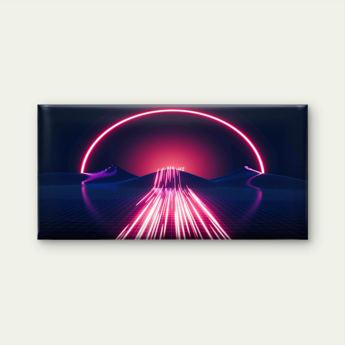 80s Synthwave Landscape Wall Art Canvas Office Home Room Framed 120x60cm - Bella Home Decor