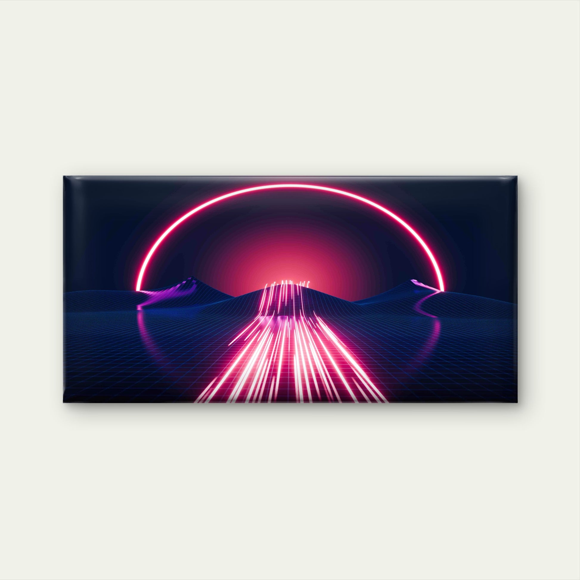 80s Synthwave Landscape Wall Art Canvas Office Home Room Framed 120x60cm - Bella Home Decor