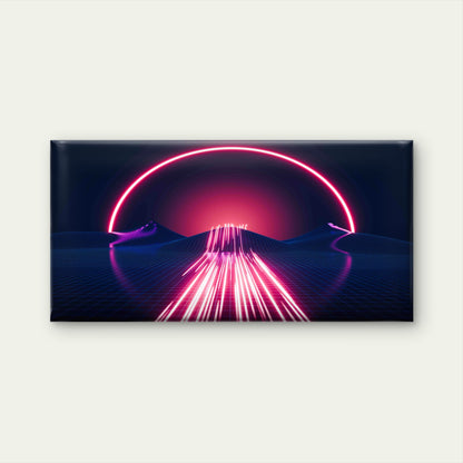 80s Synthwave Landscape Wall Art Canvas Office Home Room Framed 120x60cm - Bella Home Decor
