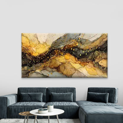 Abstract Golden Black Marble Wall Art Canvas Office Home Room Framed 120x60cm