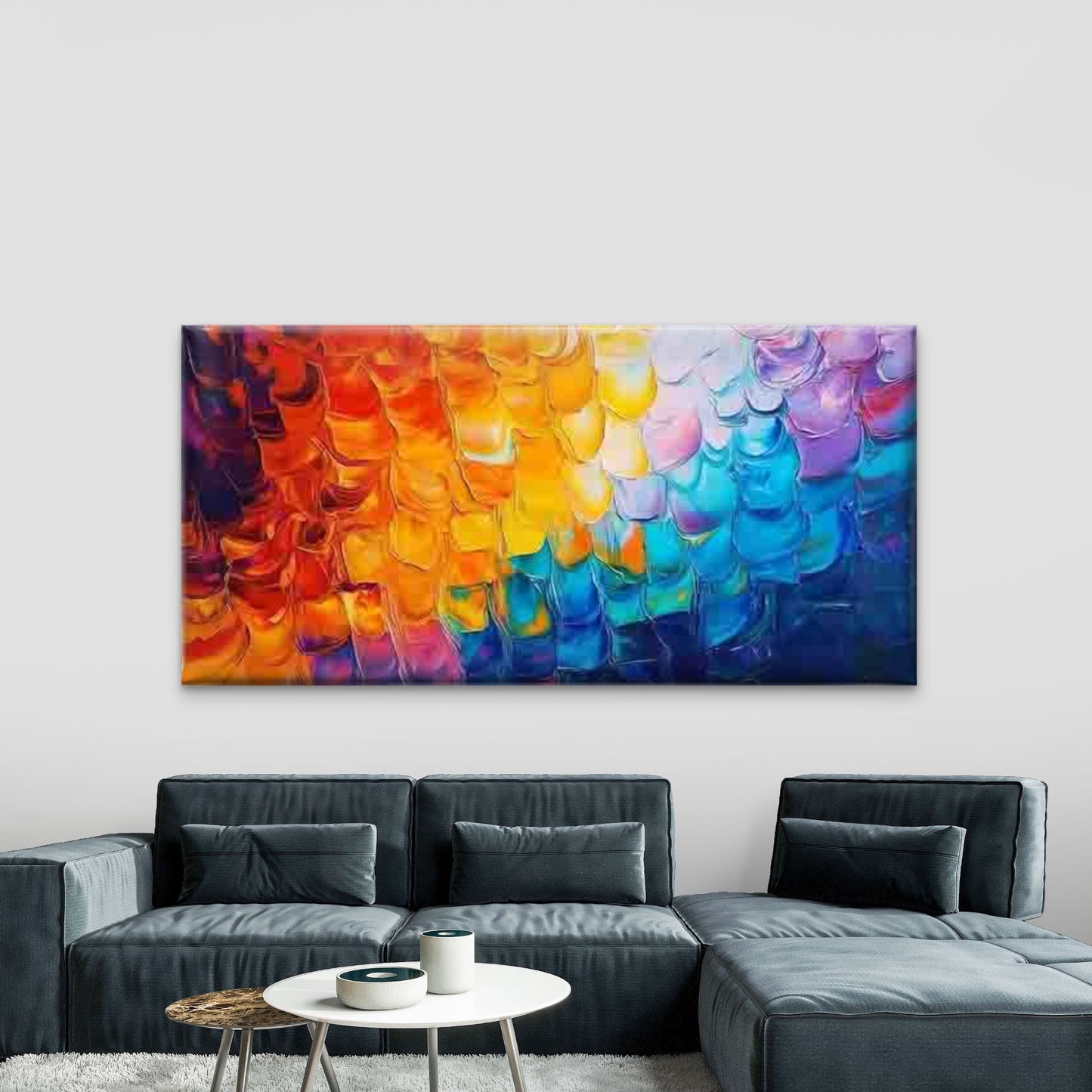 Textured Brushstroke Gradient Wall Art Canvas Office Home Room Framed 120x60cm