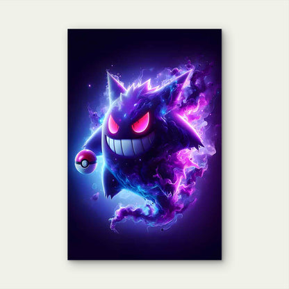 Purple Ghost Monster Neon Flame Energy 40x60cm Metal Print Ready to Hang