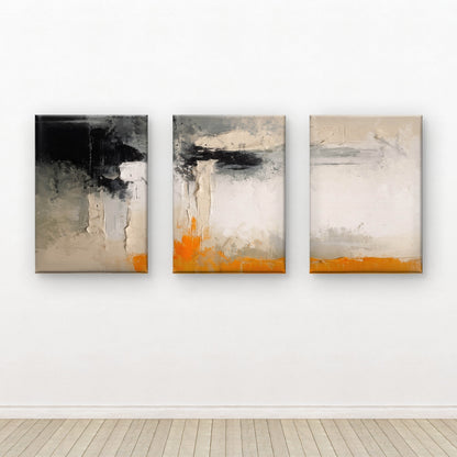 3pcs Abstract Orange Minimalist Landscape  Wall Art Set Canvas Framed 40x60cm - High Quality Print 100% Australian Made Wall Canvas Ready to Hang