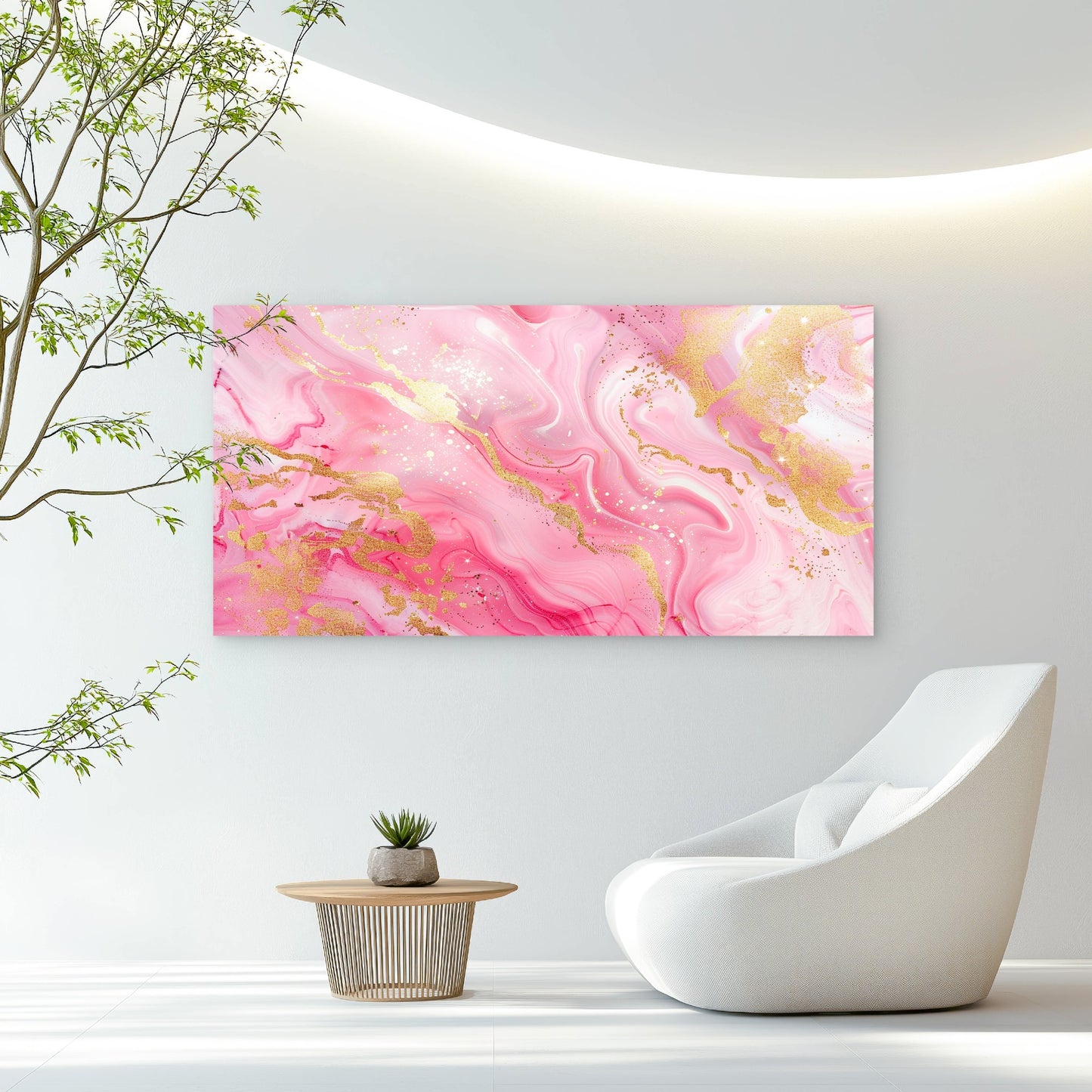 Rosy Tides Gilded Dreams Wall Art Canvas Office Home Room Framed 120x60cm - Bella Home Decor