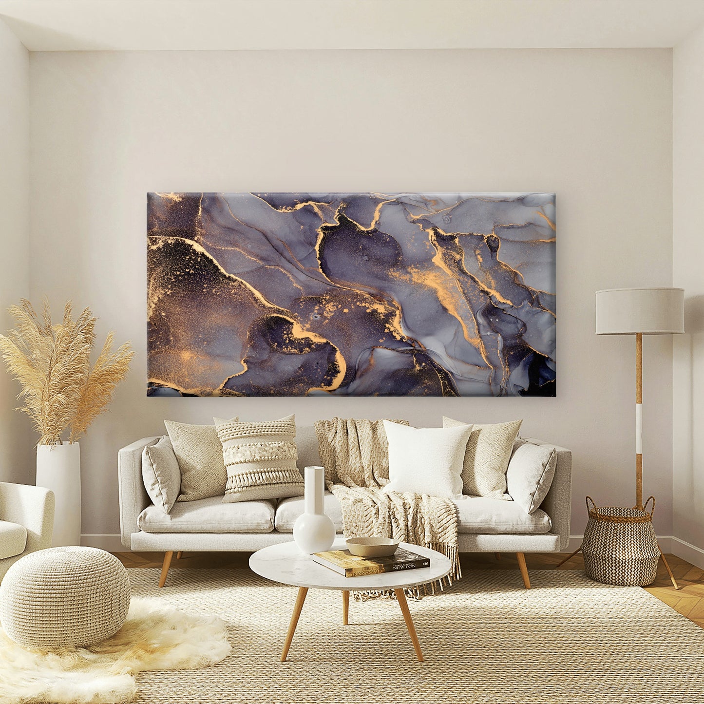 Abstract Gold And Grey Flow Wall Art Canvas Office Home Room Framed 120x60cm