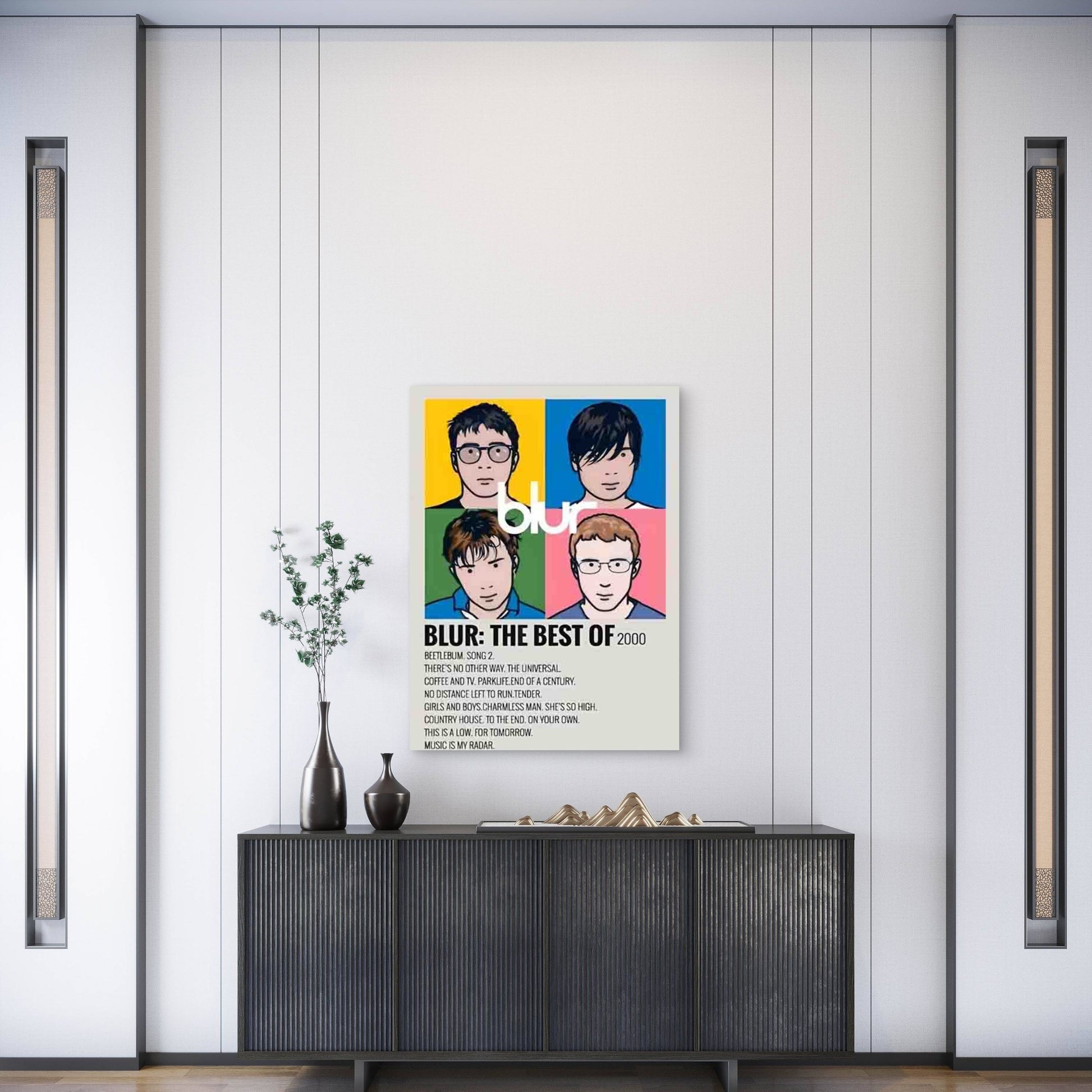 Blur 'The Best of 2000' Graphic Album 60x90cm Metal Print Ready to Hang - Bella Home Decor