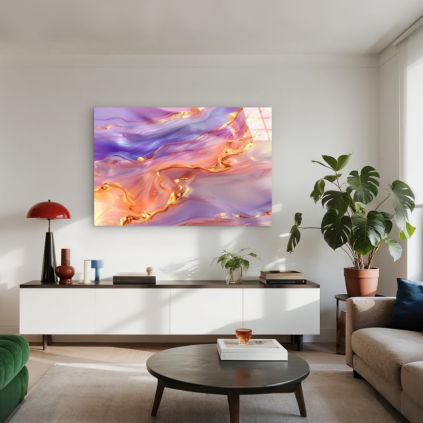 Abstract Purple Geode Tempered Glass Printing Wall Art Australian Made Quality